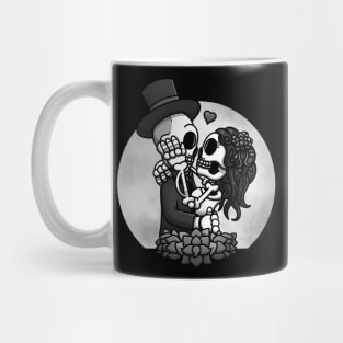 Skeletons Getting Married Black And White Edition Mug